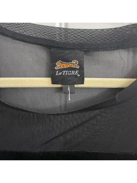 Le Tigre black mesh long sleeve bodysuit - Picture 3 of 3